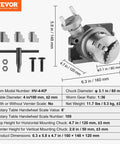 VEVOR rotary table for milling machines, 4 in/100 mm table diameter, includes 3-jaw chuck, front view