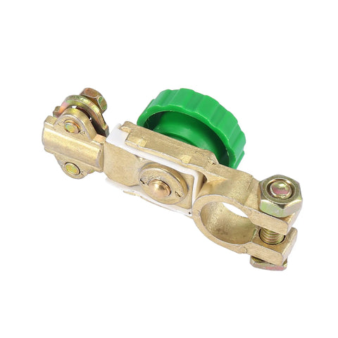 Top Post Battery Disconnect Switch Kit For Boat Or Car Knob Style Quick Master Isolator with green knob.