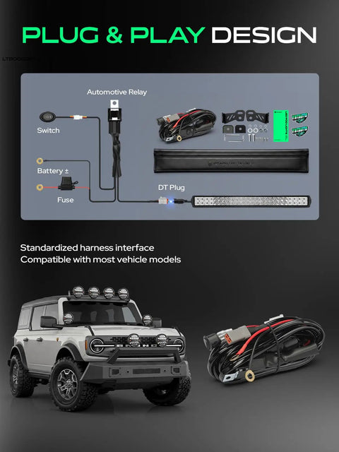 32 Inch LED Light Bar Combo 240W Off Road Lights For Truck UTV ATV Boat - 24000LM Output, combo beam, plug and play wiring harness