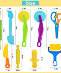 LCY WEDSHI Dough Tool Set, 9-piece kids' dough tools with cutters, roller, rolling pin, safety scissors, plastic knife