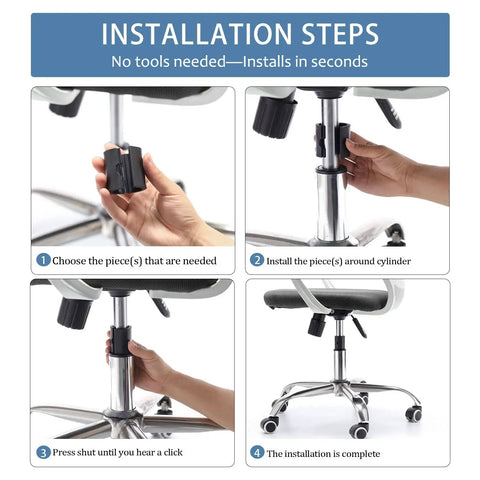 Installation steps of Office Chair Gas Lift Cylinder Stop Replacement Easy Install Clamp on large piston cylinders.