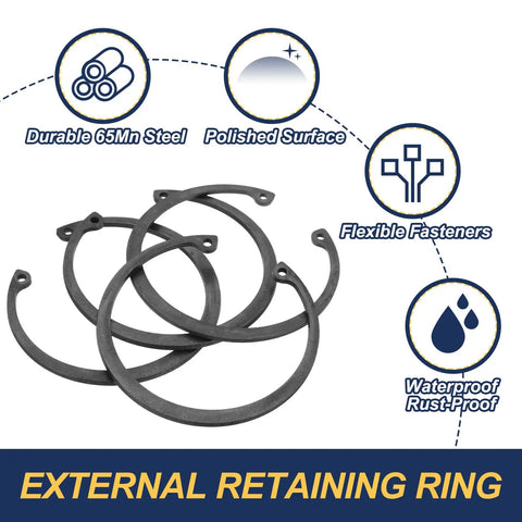 4 Pcs 78 Mm Internal Retaining Rings Set C Clip Snap Ring 65Mn Steel Heavy Duty Oxidation Treated Finish For Automotive