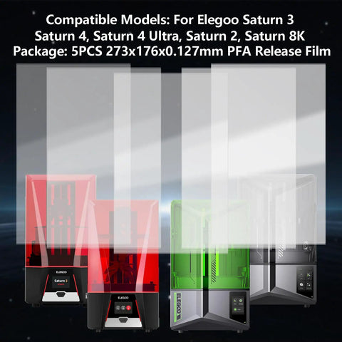 Premium Five Pack PFA Release Film For Elegoo Saturn 2 3 4 4 Ultra And 8K 3D Printer Vat Liner Featuring Super Slick Peel And Hella Durable Coating For Flawless Resin Model Printing Anywhere