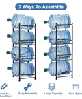 Heavy Duty 4 Tier 5 Gallon Water Jug Holder Rack with Detachable Bottle Organizer Shelf for Home Kitchen Office Breakroom
