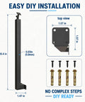 Heavy Duty Side Mount Stair Railing Posts 35.4 Inch Carbon Steel Indoor Handrail Support 4 Pack with installation details and dimensions.