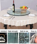 Tempered Glass Lazy Susan Turntable For Dining Table With Swivel Assist System on decorated table with fruit basket