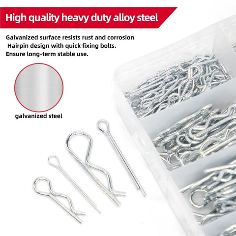 558-Piece Cotter Pin And R-Pin Kit, Rust-Proof Stainless Steel With Smooth Edges in plastic organizer box