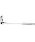 Side view of 1/2 Inch Drive 84-Tooth Flex Head Teardrop Ratchet 17 Inch Long With Enclosed Head, chrome finish, ideal for tight spots.