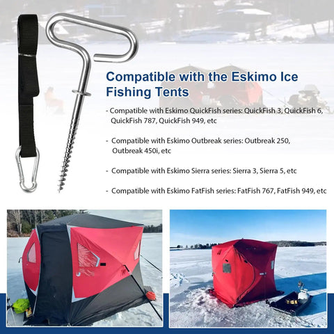 Beefy Heavy Duty Ice Fishing Shelter Tie Down Kit 24260 with ice anchors and straps, compatible with QuickFish and Clam tents