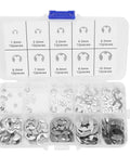 E Clip Washer Kit 120 Piece Stainless Steel M1.5 To M10 External Retaining Rings in compartment box