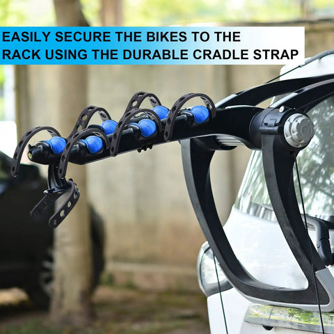 Must Have Six Piece Black Rubber Strap Set for Bike Rack Replacement Cradle Straps Durable Cycling Wheel Straps, mounted on a car