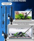 All in One 6 in 1 Electric Gravel Vacuum for Aquariums, Auto Water Change, Sand Washing, Water Circulation, Includes Reusable Filter Cup and Hose Clamp, 370GPH 22W Fish Tank Cleaner adjustable handle shown with 85.5cm cord
