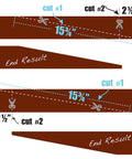 Diagram showing cutting instructions for Ready To Cut Ready To Wrap Drum Sander Sandpaper Rolls 3 Inch Wide By 35 Feet Long Aluminum Oxide 80 Grit For 16 32 Drum Sanders Fits 3 Inch Sander Models For Smooth Fast Woodworking Results, emphasizing cut angles and measurements.