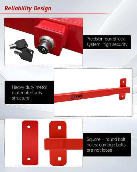 Heavy Duty Adjustable Door Security Bar For Outswing Doors 32 To 42 Inches Anti Theft Barricade Lock with precision barrel lock