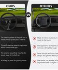 Sharp Universal Golf Cart Steering Wheel With Slick Beefy Grip And Crisp Black Center Stripe For Club Car Ds Precedent Ezgo Rvx Txt Yamaha Requires Chrome Adapter For Quick Install comparison image showing quality features.