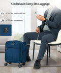 Businessman with Ultra Lightweight 16 Inch Underseat Carry On Luggage With 360 Degree Spinner Wheels, blue, FAA Approved
