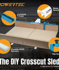 Straight Up Heavy Duty Diy Table Saw Sled Kit With Twenty Four Inch Universal T Track Nineteen Inch Hdpe Miter Bars Three Inch Flip Stop Blade Guard And All Hardware For Hella Smooth Crosscuts And Zero Fuss Shop Builds, featuring a universal T-track and durable HDPE runners.