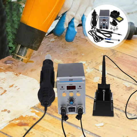 High Power Display Soldering Station Kit With Fast Heating Hot Air Rework Pro Grade Dual Function Soldering Iron shown on table