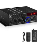 Beefy 400W And 400W Peak HiFi Stereo Amplifier with USB, SD, AUX, and remote control, 12V 5A power supply, ideal for car and home use.
