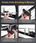 Heavy Duty Bike Chain Breaker Tool For 5 To 12 Speed And Single Speed Chains with instructions for chain breaking