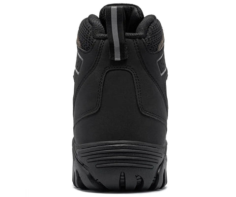 Back view of Steel Toe Boots For Men Work Shoes With Puncture Resistant Plate And ASTM F2413 18 Safety Standard, black size 8 UK