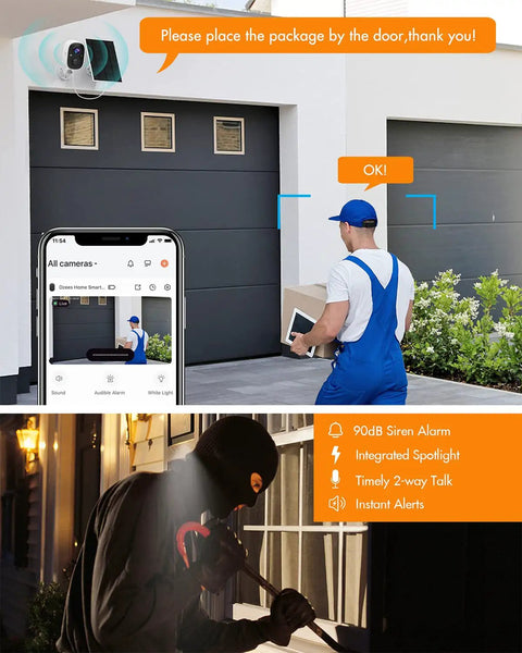 Solar Powered Wireless Outdoor Security Camera Kit With 2K Color Night Vision, Solar Panel, Spotlight, Alarm, AI Detection, And 2-Way Talk For A Truly Wire-Free Home Security System