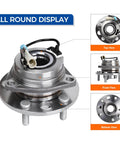 2PCS Front Left/Right Wheel Hub & Bearing Assembly 513087 for 1991 to 1999 GM Vehicles with ABS, Direct-Fit Replacement, multi-view angles