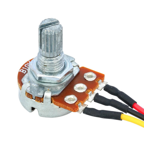 Close-up of Three Pack 10K Ohm Linear Potentiometer Kit With WH148 3 Pin Variable Resistor, XH2.54 Connector Wires