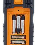 Back of Auto Range Digital Multimeter 600V CAT III NCVT Temp with Backlit Display showing battery compartment