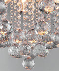 Lit Six Light Chrome Crystal Pendant Chandelier Flush Mount Ceiling Light For Dining Room Modern Style With Adjustable Chain And K9 Clear Crystals