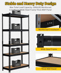 Heavy Duty Five Tier Metal Shelving Unit 48 By 24 By 72 Inches Industrial Storage Rack showing adjustable shelving and load capacity.