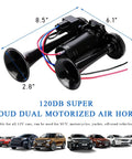 No Nonsense High Output 12V Dual Trumpet Car Air Horn With Compact Compressor, 8.5x6.1 inches, suitable for trucks, motorcycles.