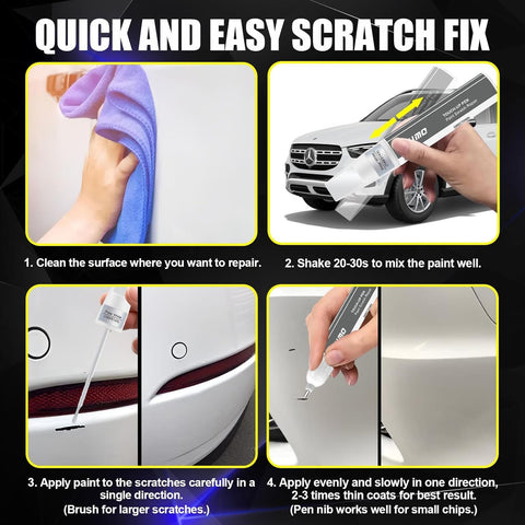 Step-by-step guide using Mercedes-Benz Alpine Grey 956 Touch Up Paint Kit With 2 In 1 Scratch Repair Pen And Brush Color Matched
