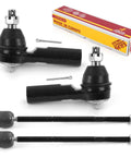 Front And Outer Tie Rod End Kit For Ford Escape And Compatible With Mazda Tribute And Mercury Mariner, 2009 To 2012 Models, Includes Inner And Outer Tie Rod Ends To Beef Up Steering And Restore Precision For A Smoother Ride. Front suspension repair kit with black tie rod ends, cotter pins, and box.