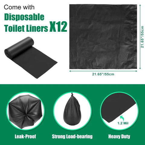 Universal 5 Gallon Bucket Toilet Seat With Pillowy Comfort And Snug Lid Trails Ready smooth black disposable toilet liners roll and sheet.