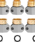 Easy Fix Garden Hose Repair Kit With Premium Aluminum Water Ends And Quick Female Male Connector Fittings Fit 3/4 Inch And 5/8 Inch Hoses plus Zinc Clamps For Sprayers Nozzles And Sprinklers, six-piece set