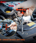 Using 65 Piece Compact Auto Garage Tool Kit With Digital Tire Pressure Gauge And Magnetic Pickup Essential Car Bike RV Repair Tools