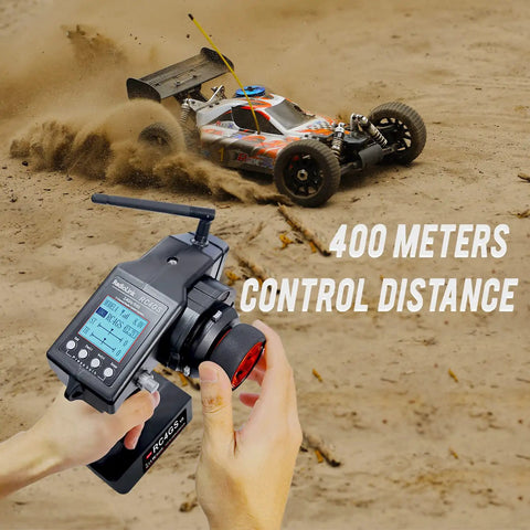 Person using RC4GS V3 5 Channel Pro Grade Transmitter With Gyro And R6FG Receivers 2.4GHz Remote Controller Kit for buggy.