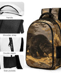 Wild Bear Printed Unisex Backpack large capacity daypack with breathable fabric, durable polyester, sturdy zipper, bear pattern