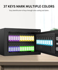 37 Key Cabinet With Sensor Light And Pin Code Keyless Safe For Home Or Office, Wall Mount Key Storage Box With 37 Tags