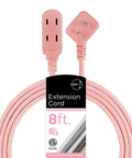Braided Fabric 3 Outlet Extension Cord With 8 Foot Cable Flat Low Profile 2 Prong Plug Tangle Free Slide To Lock Safety Polarized ETL Listed