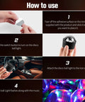 Steps to use Mini Disco Ball Light Rechargeable Party LED Lamp With Sound Activated Strobe DJ Mode in car interior.
