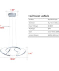 Technical details of Modern LED Pendant Light With Irregular Ring Design, Contemporary Chandelier For Dining Room, Silver Finish.