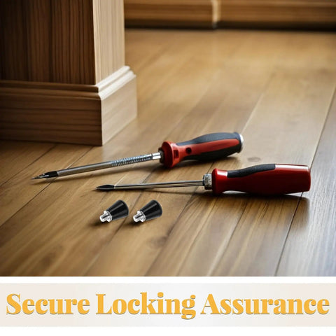 Shop Grade Built Tough Spring Loaded Plunger Pins Heavy Duty Machine Tool Locking Hardware Rock Solid Grip For Precision Fixturing And Workshop Clamping Tasks Durable 4 Piece Steel Set with screwdrivers on wooden floor.