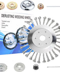 10 Inch Steel Wire Weed Wheel Brush Trimmer Head Universal Attachments For Weed Eater Weed Whacker Heavy Duty Unbreakable Wire Blade Replacement Kit Includes 2 Adapters with packaging and accessories