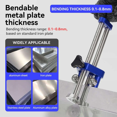 Pro Grade 1 Station Sheet Metal Roller Bender For Pros Quick Setup highlighting bending thickness and material options with angled roller.