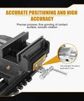 Close-up of 6 Inch Cross Slide Vise For Drill Press And Milling Portable Bench Clamp showcasing precise positioning dial and guide rail.
