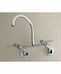 Concord 8 Inch Adjustable Center Wall Mount Kitchen Faucet In Polished Chrome, Solid Brass Construction, No Drip Ceramic Disc