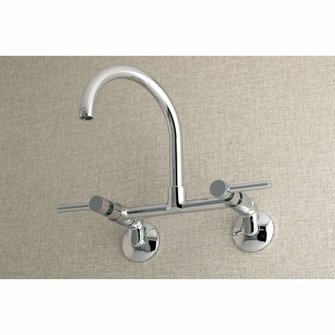 Concord 8 Inch Adjustable Center Wall Mount Kitchen Faucet In Polished Chrome, Solid Brass Construction, No Drip Ceramic Disc