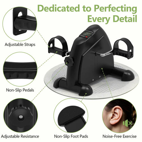 Under Desk Elliptical And Mini Exercise Bike For Easy At Home Or Office Workouts with non-slip pedals and adjustable straps